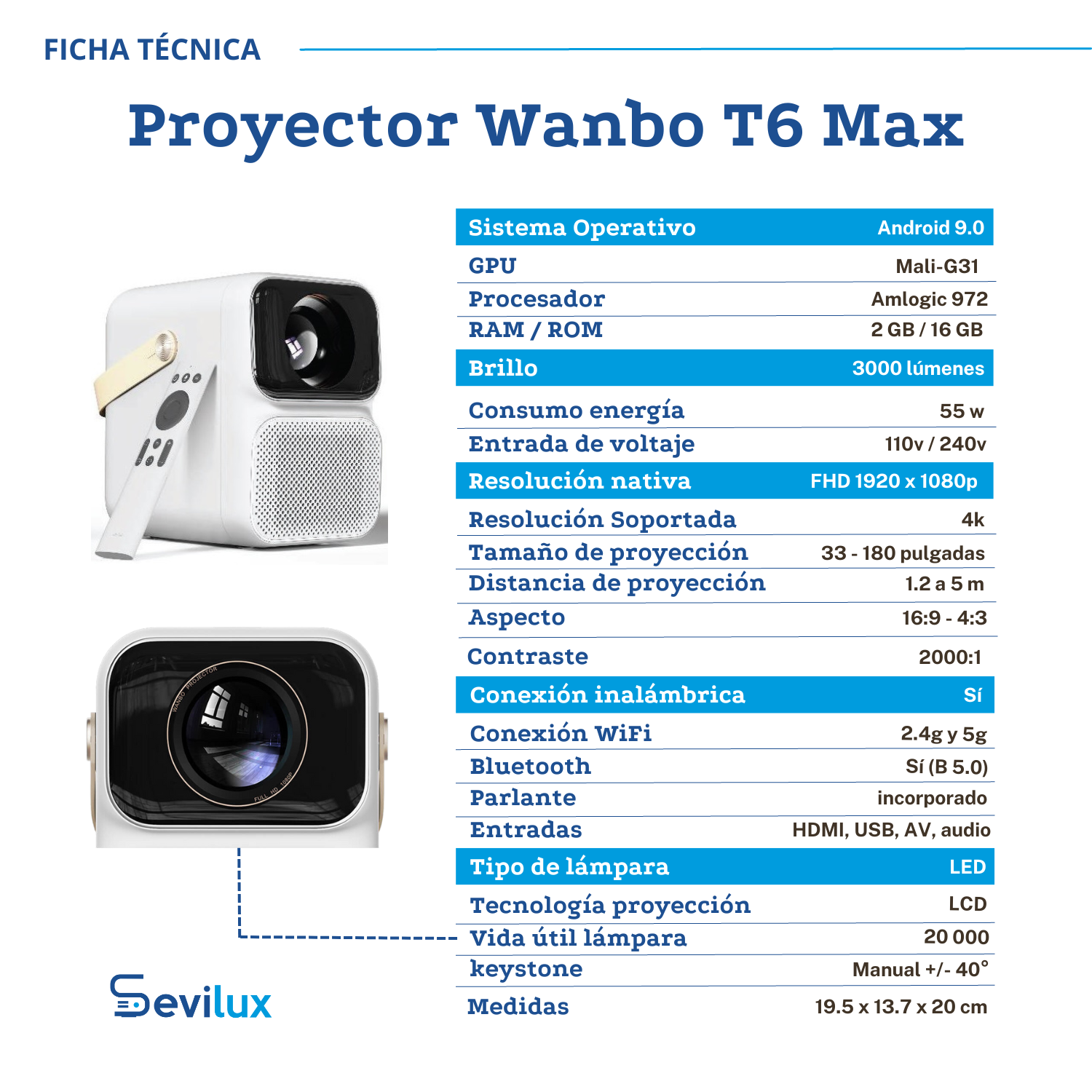 Proyector Wanbo T6 Max Smart