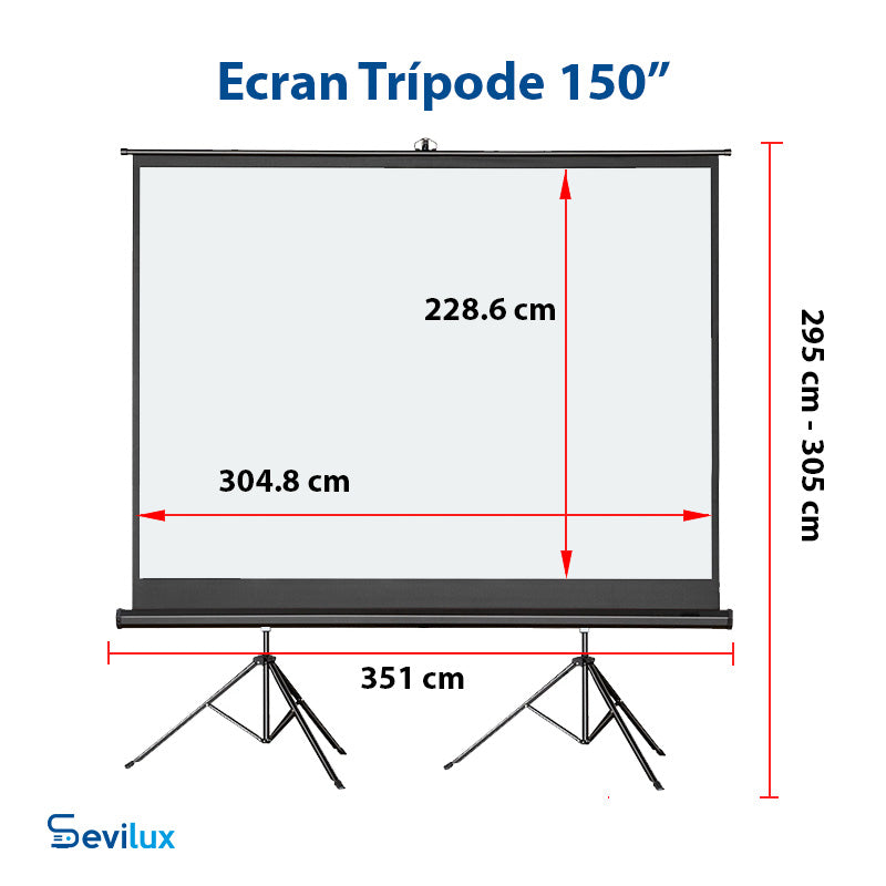 Ecran Trípode 1.8 x 1.8 mts Pantalla de Proyeccion Retractil