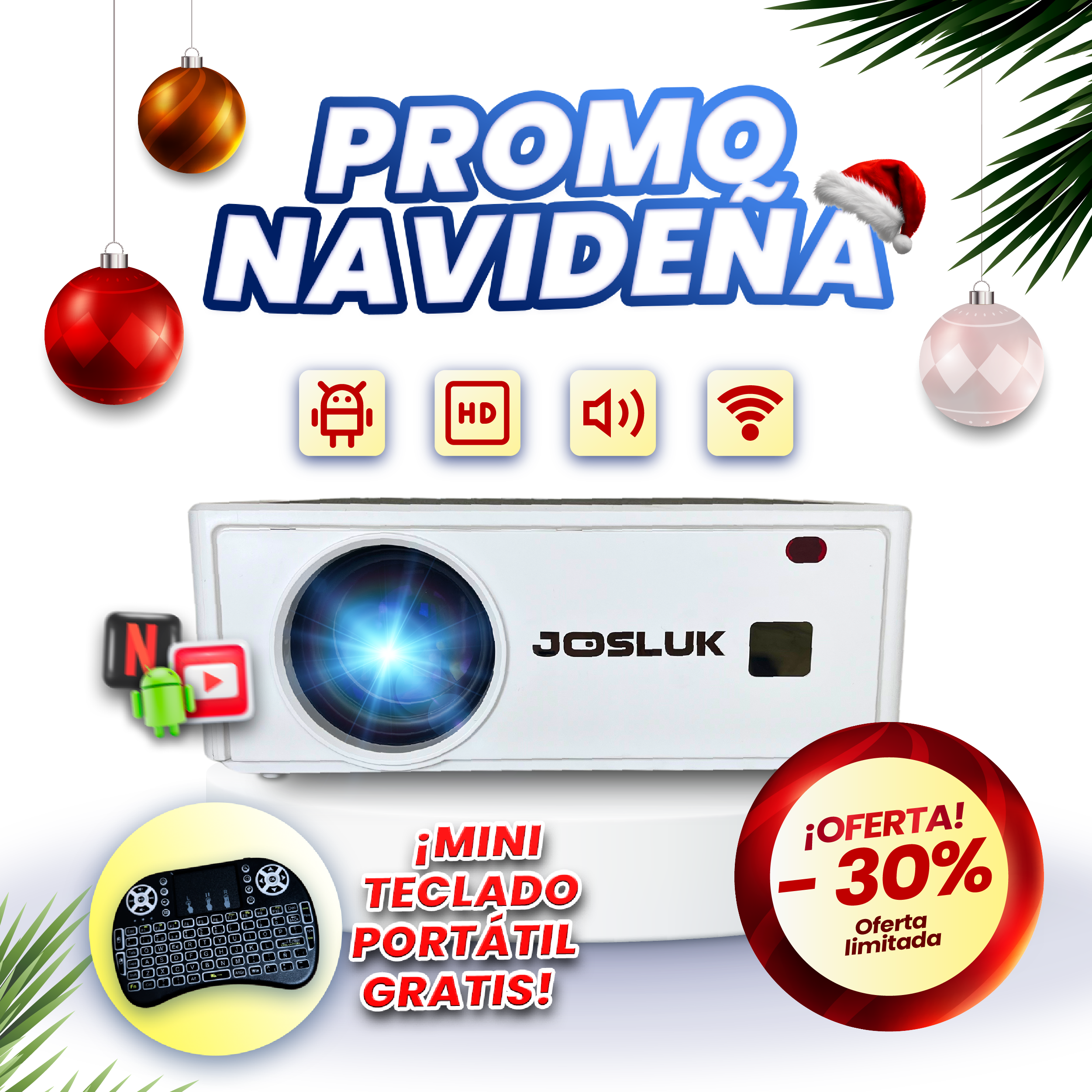 🌟🎄Promo Navideña | Proyector Smart Josluk SX60 + Miniteclado Gratis